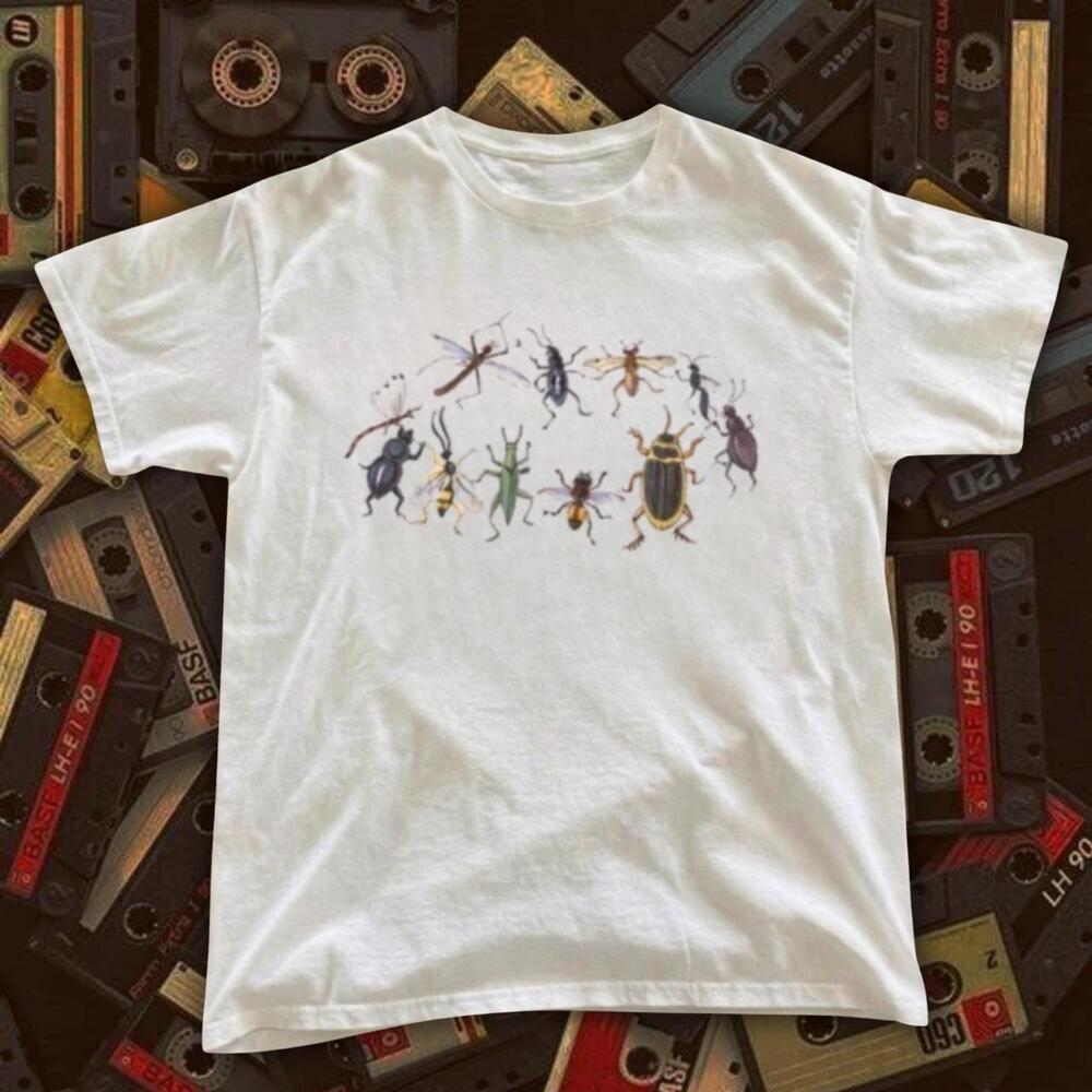 White T-Shirt With Colorful Bug Design